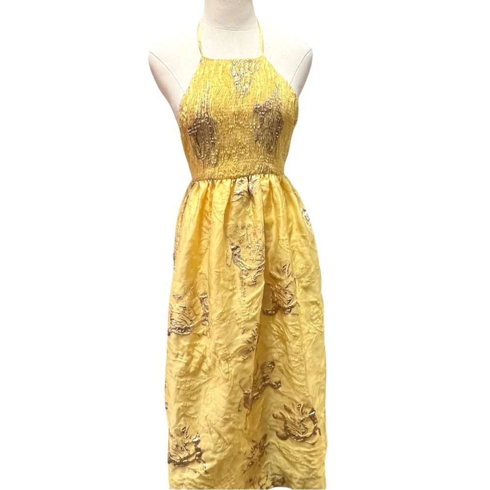 Zara Limited Edition Yellow Halterneck Midi Dress - Picture 9 of 16